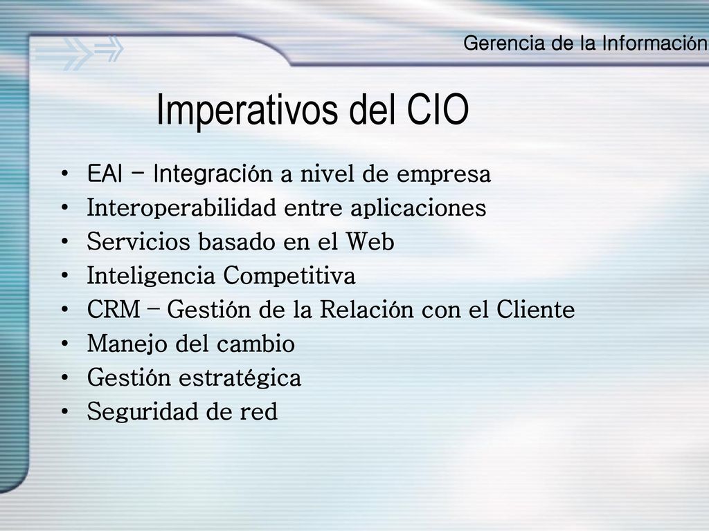 Imperativos del CIO EAI - Integración a nivel de empresa