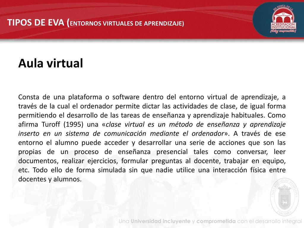 TIPOS DE EVA (ENTORNOS VIRTUALES DE APRENDIZAJE)