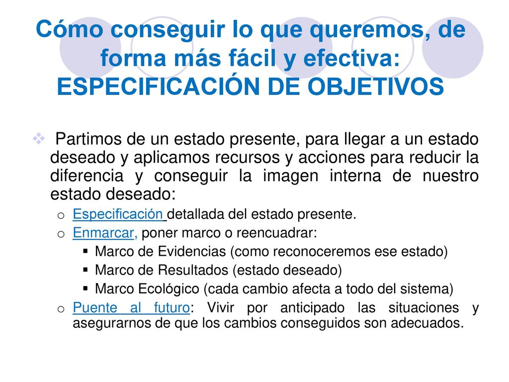 Cómo conseguir lo que queremos, de forma más fácil y efectiva: ESPECIFICACIÓN DE OBJETIVOS