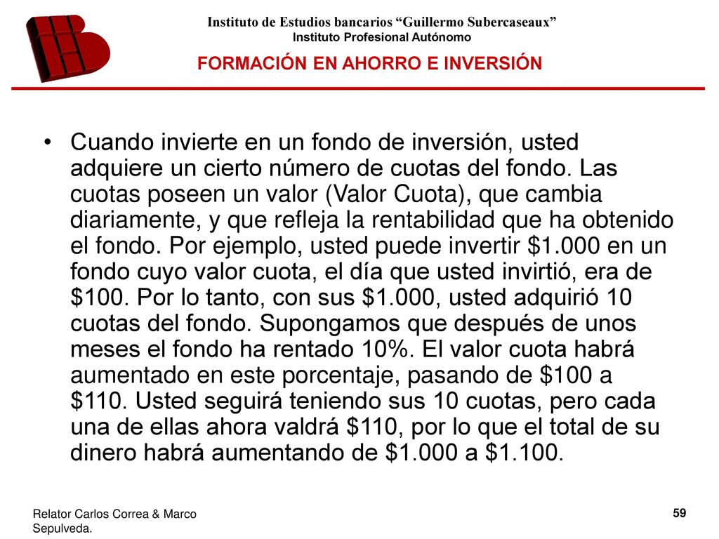 Cuando invierte en un fondo de inversión, usted adquiere un cierto número de cuotas del fondo.