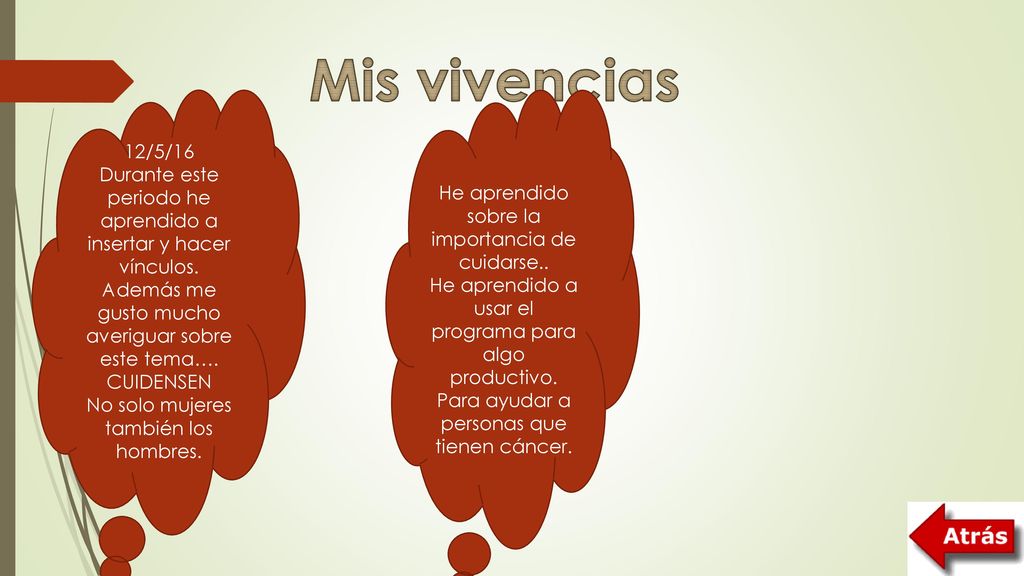 Mis vivencias 12/5/16. Durante este periodo he aprendido a insertar y hacer vínculos. Además me gusto mucho averiguar sobre este tema….