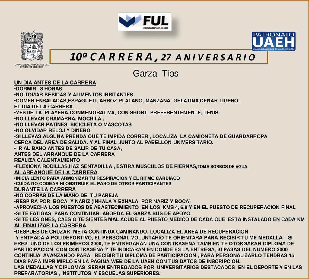 10ª C a r r e r a , 27 A N I V E R S A R I O Garza Tips
