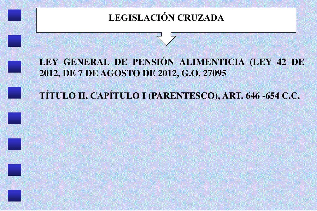 LEGISLACIÓN CRUZADA LEY GENERAL DE PENSIÓN ALIMENTICIA (LEY 42 DE 2012, DE 7 DE AGOSTO DE 2012, G.O