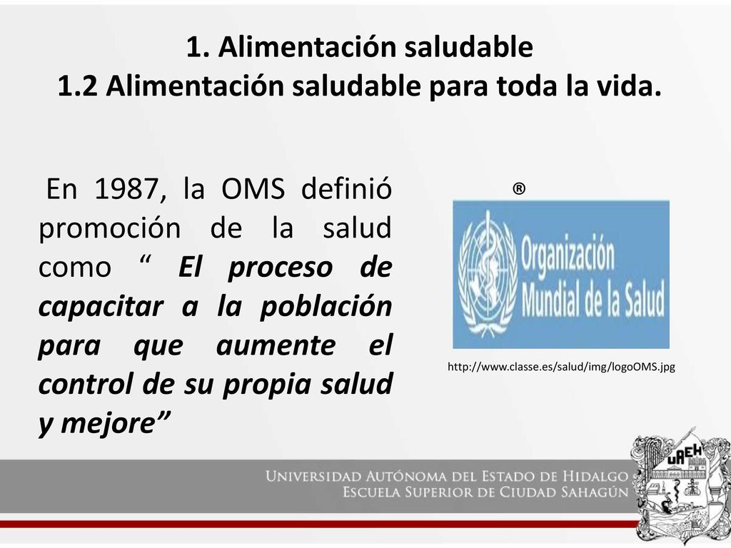 1. Alimentación saludable 1.2 Alimentación saludable para toda la vida.