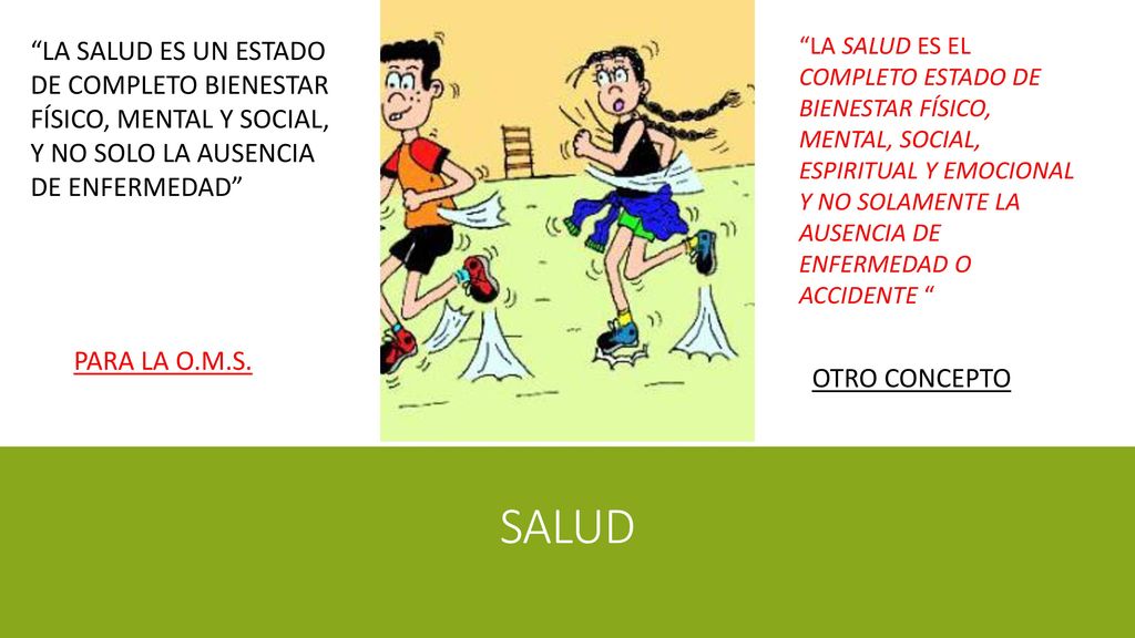 LA SALUD ES UN ESTADO DE COMPLETO BIENESTAR FÍSICO, MENTAL Y SOCIAL, Y NO SOLO LA AUSENCIA DE ENFERMEDAD