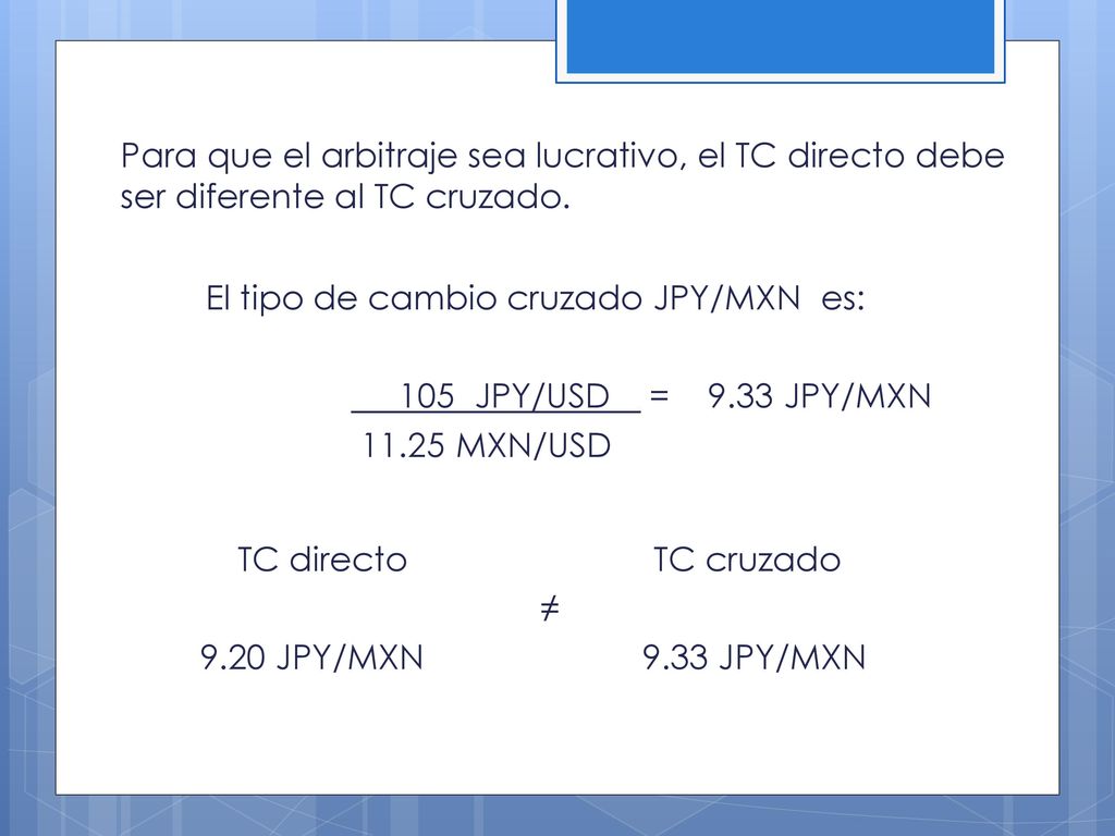 El tipo de cambio cruzado JPY/MXN es: