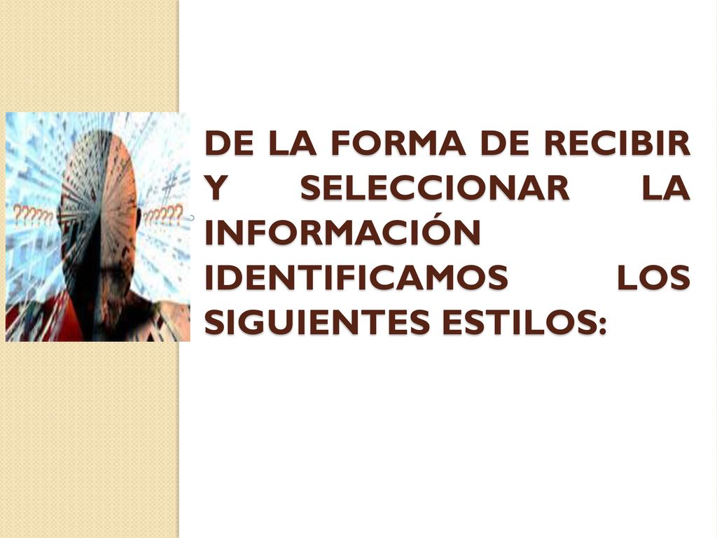 De la forma de recibir y seleccionar la información identificamos los siguientes estilos: