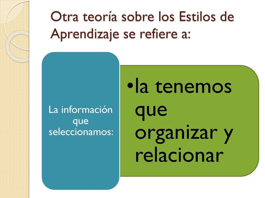 Otra teoría sobre los Estilos de Aprendizaje se refiere a: