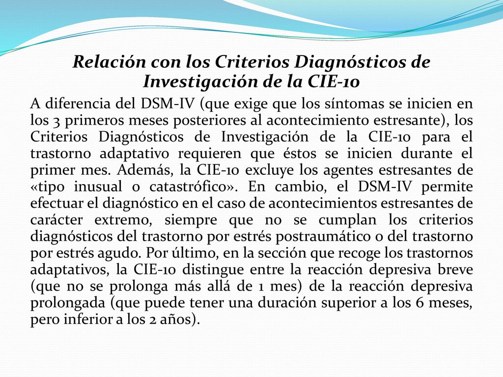 Relación con los Criterios Diagnósticos de Investigación de la CIE-10