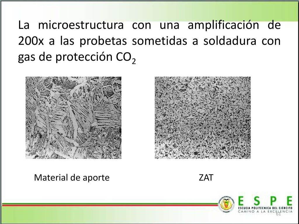 La microestructura con una amplificación de 200x a las probetas sometidas a soldadura con gas de protección CO2