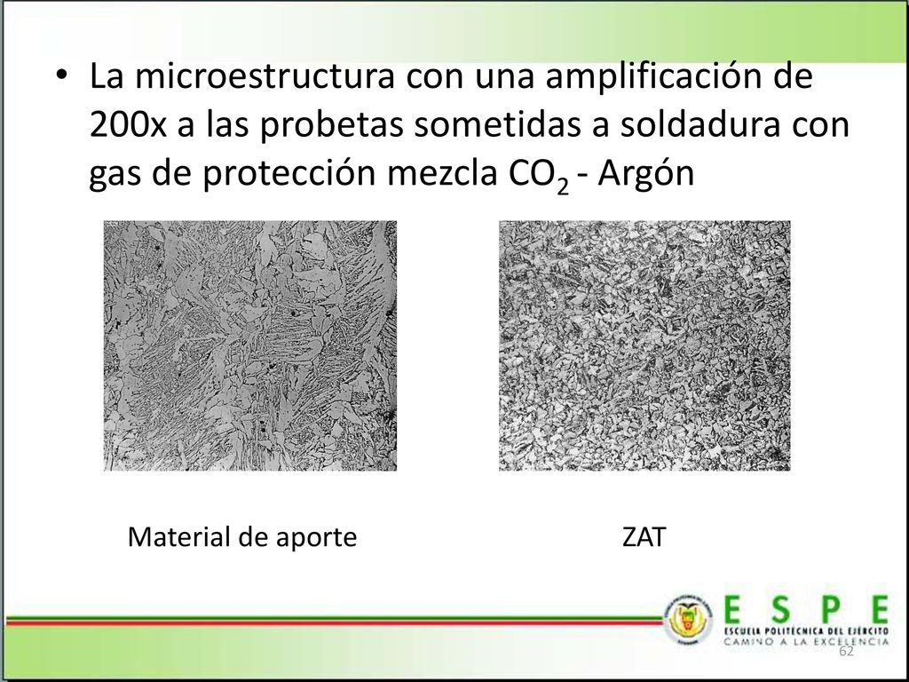 La microestructura con una amplificación de 200x a las probetas sometidas a soldadura con gas de protección mezcla CO2 - Argón