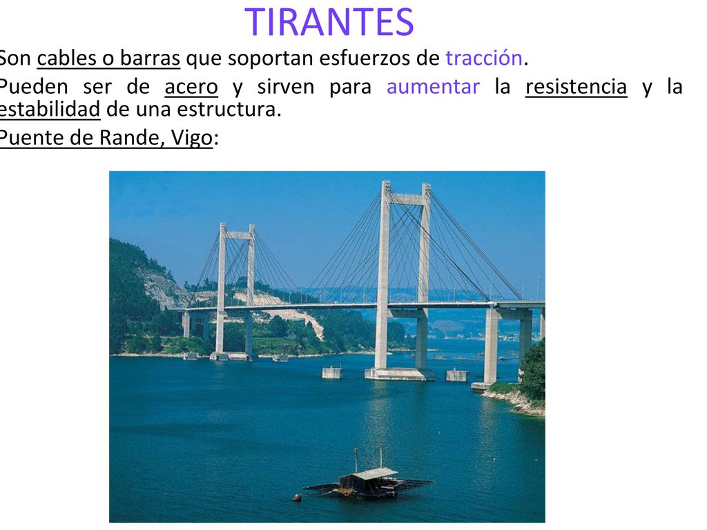 TIRANTES Son cables o barras que soportan esfuerzos de tracción.