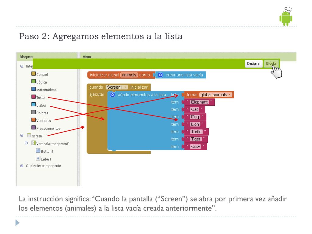Paso 2: Agregamos elementos a la lista