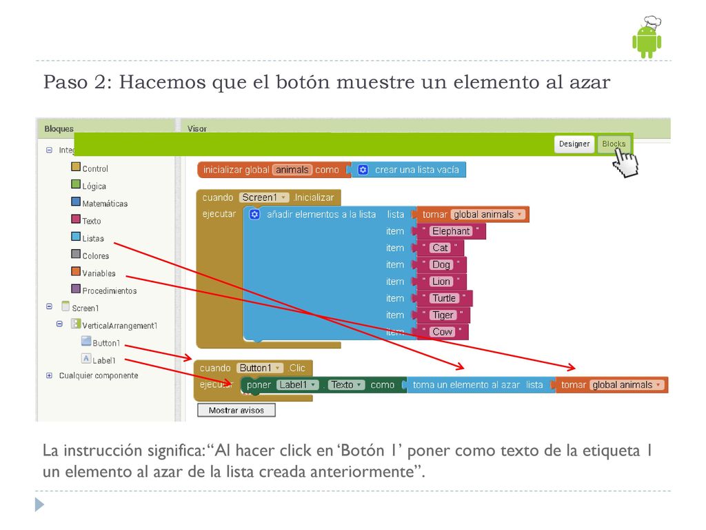 Paso 2: Hacemos que el botón muestre un elemento al azar