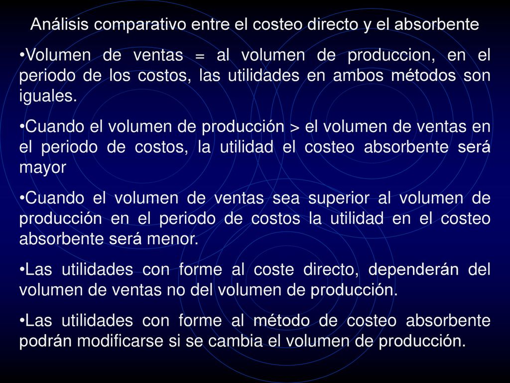 Análisis comparativo entre el costeo directo y el absorbente
