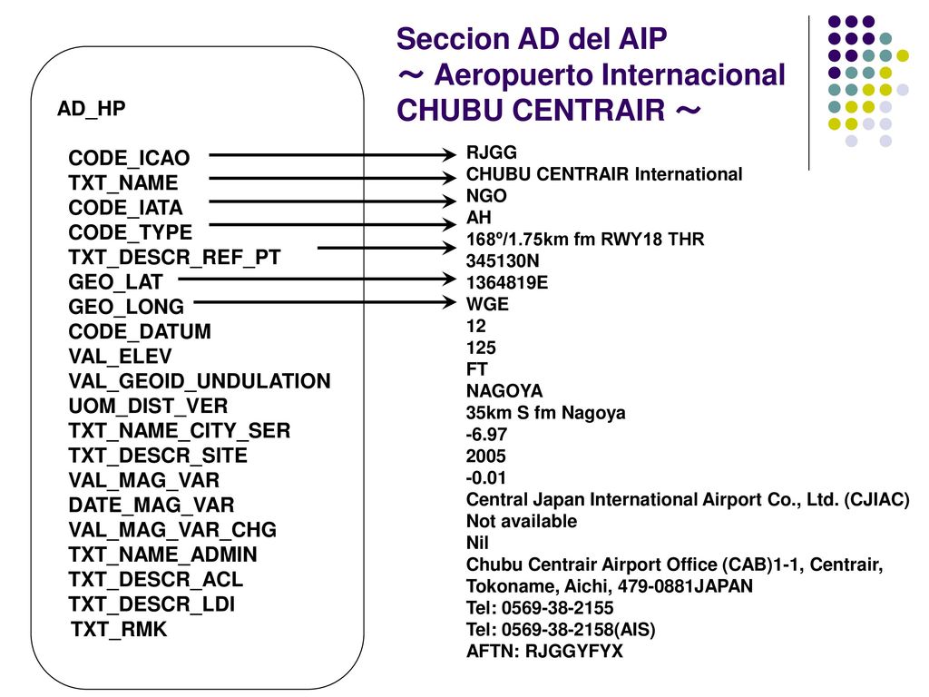 Seccion AD del AIP ～ Aeropuerto Internacional CHUBU CENTRAIR ～