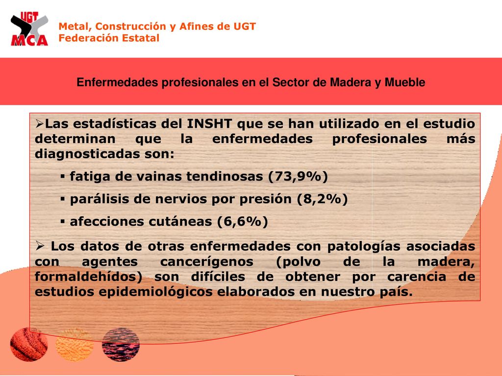 Enfermedades profesionales en el Sector de Madera y Mueble