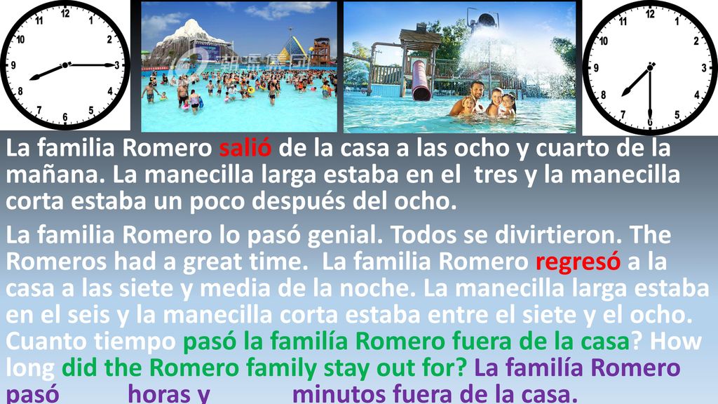 La familia Romero salió de la casa a las ocho y cuarto de la mañana