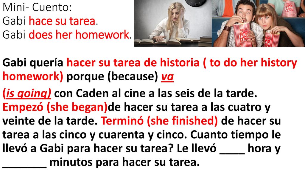 Mini- Cuento: Gabi hace su tarea. Gabi does her homework.