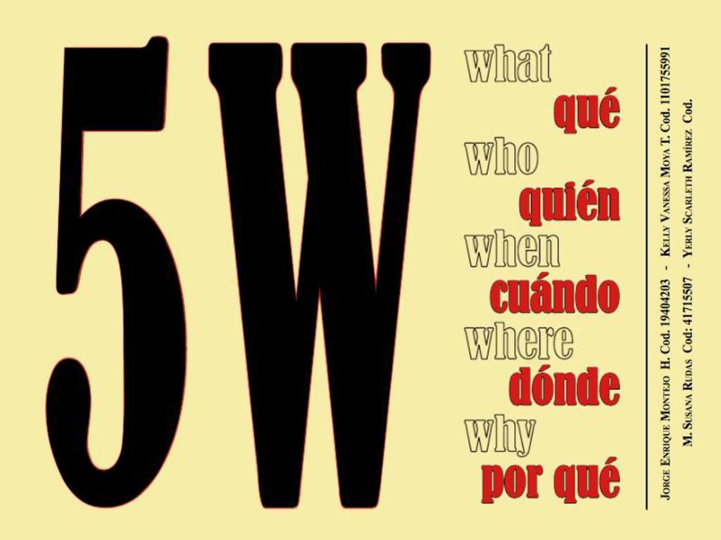 Para los que desconocen la redacción de una noticia implica llenar los famosos blancos de las 5 W y la H.