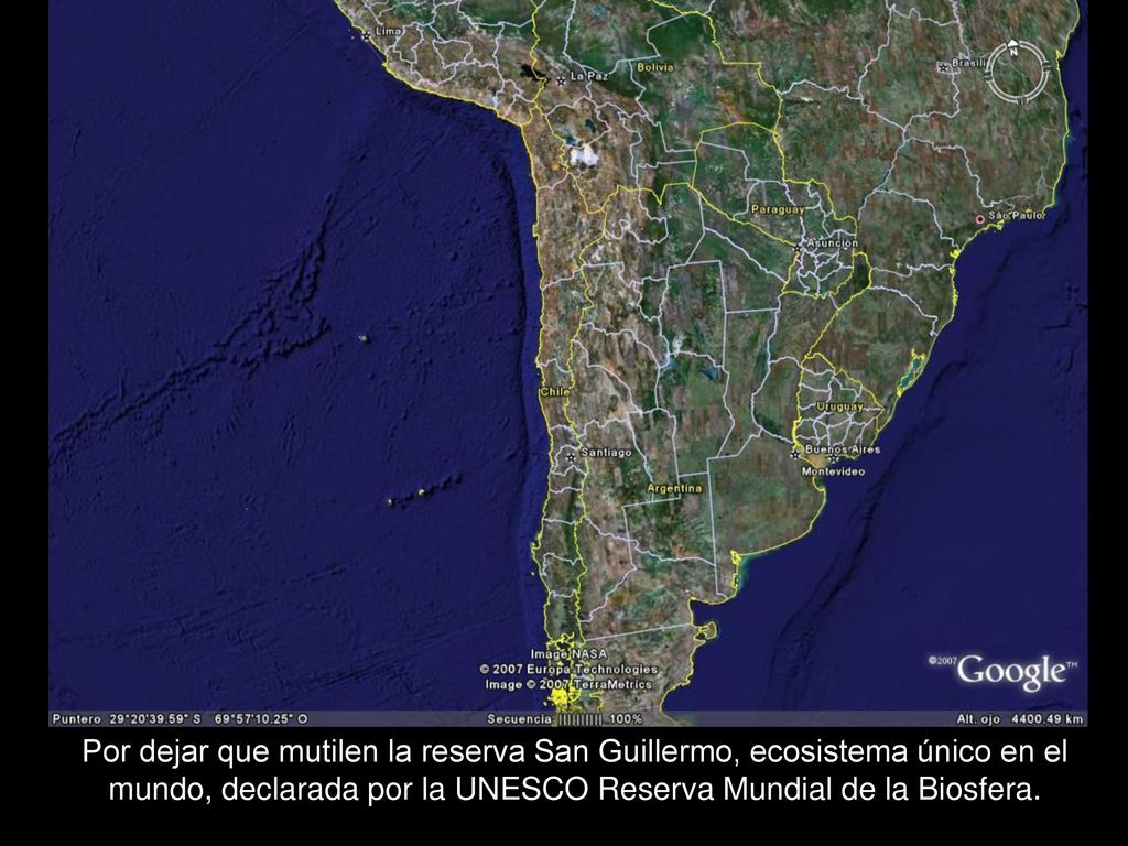 Por dejar que mutilen la reserva San Guillermo, ecosistema único en el mundo, declarada por la UNESCO Reserva Mundial de la Biosfera.