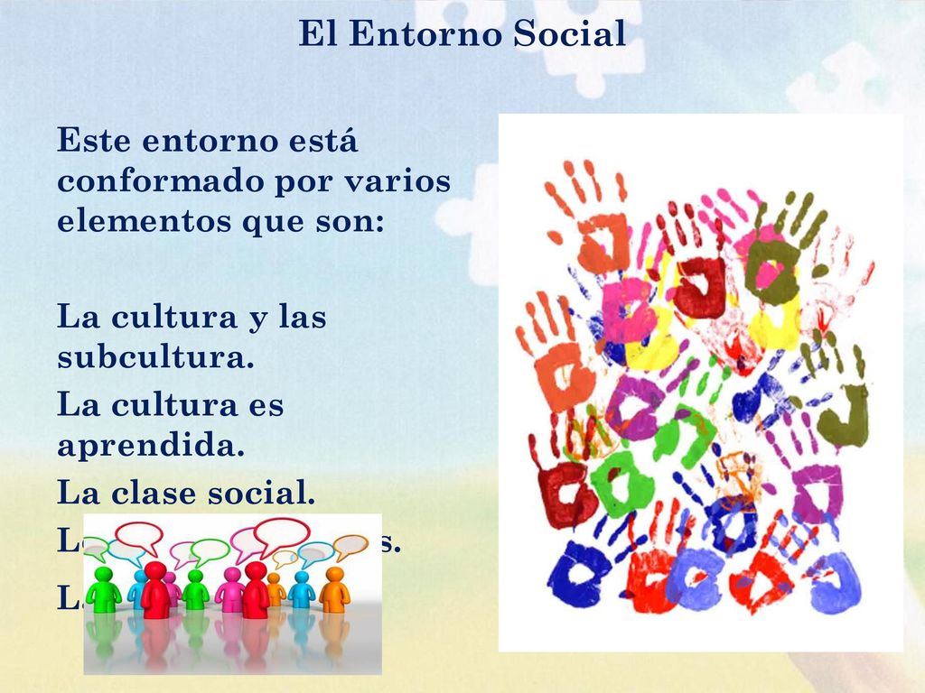 El Entorno Social Este entorno está conformado por varios elementos que son: La cultura y las subcultura.