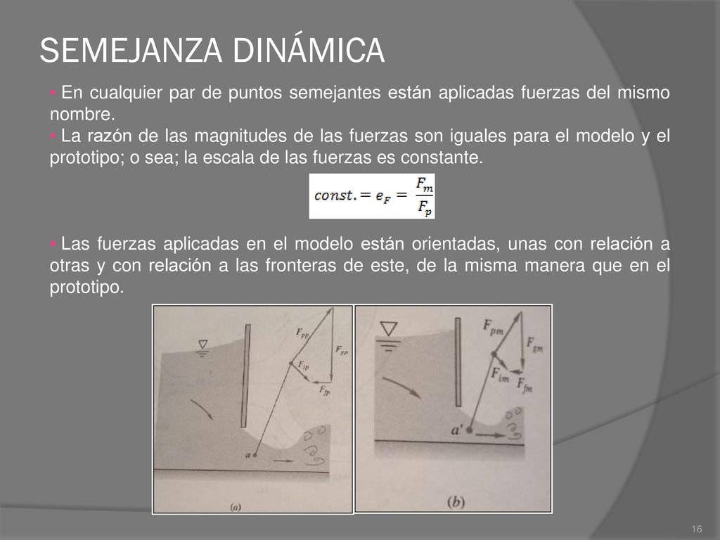 SEMEJANZA DINÁMICA En cualquier par de puntos semejantes están aplicadas fuerzas del mismo nombre.