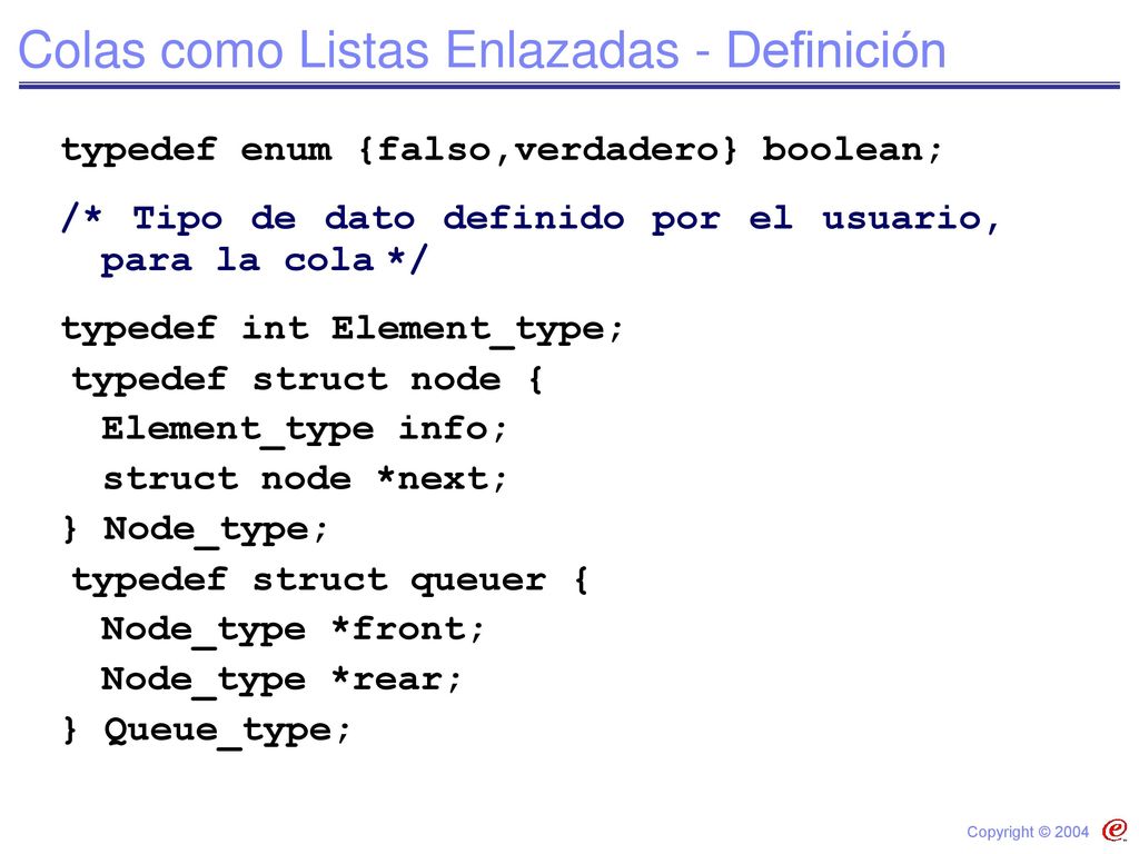 Colas como Listas Enlazadas - Definición