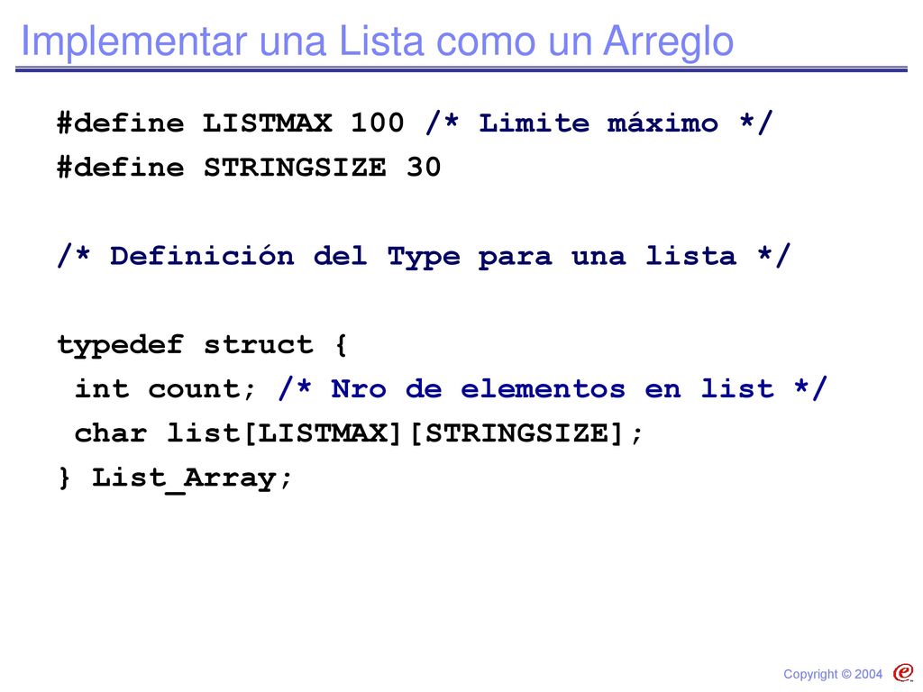 Implementar una Lista como un Arreglo
