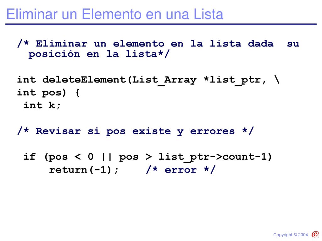 Eliminar un Elemento en una Lista