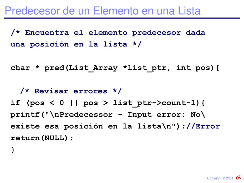 Predecesor de un Elemento en una Lista