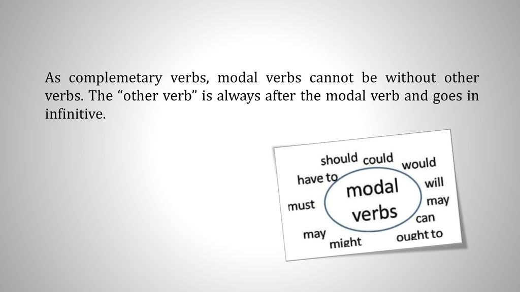 As complemetary verbs, modal verbs cannot be without other verbs