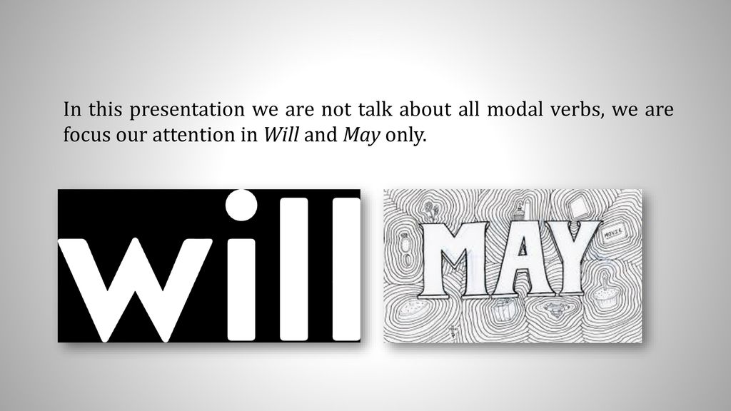 In this presentation we are not talk about all modal verbs, we are focus our attention in Will and May only.