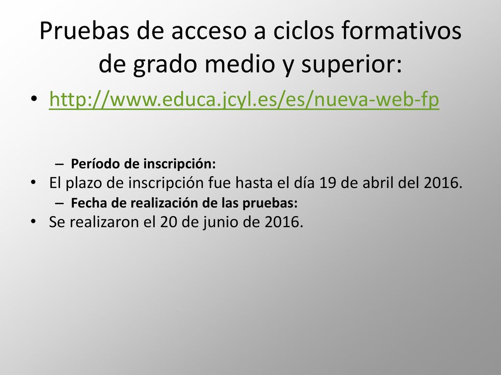 Pruebas de acceso a ciclos formativos de grado medio y superior: