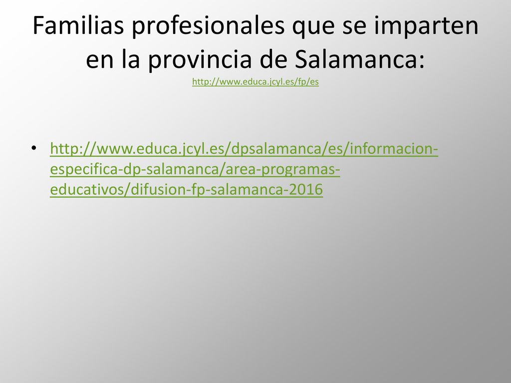 Familias profesionales que se imparten en la provincia de Salamanca: