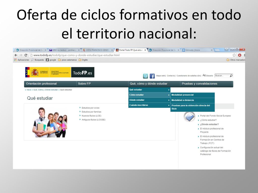 Oferta de ciclos formativos en todo el territorio nacional: