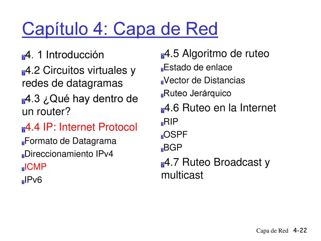 Capítulo 4: Capa de Red 4.5 Algoritmo de ruteo 4. 1 Introducción