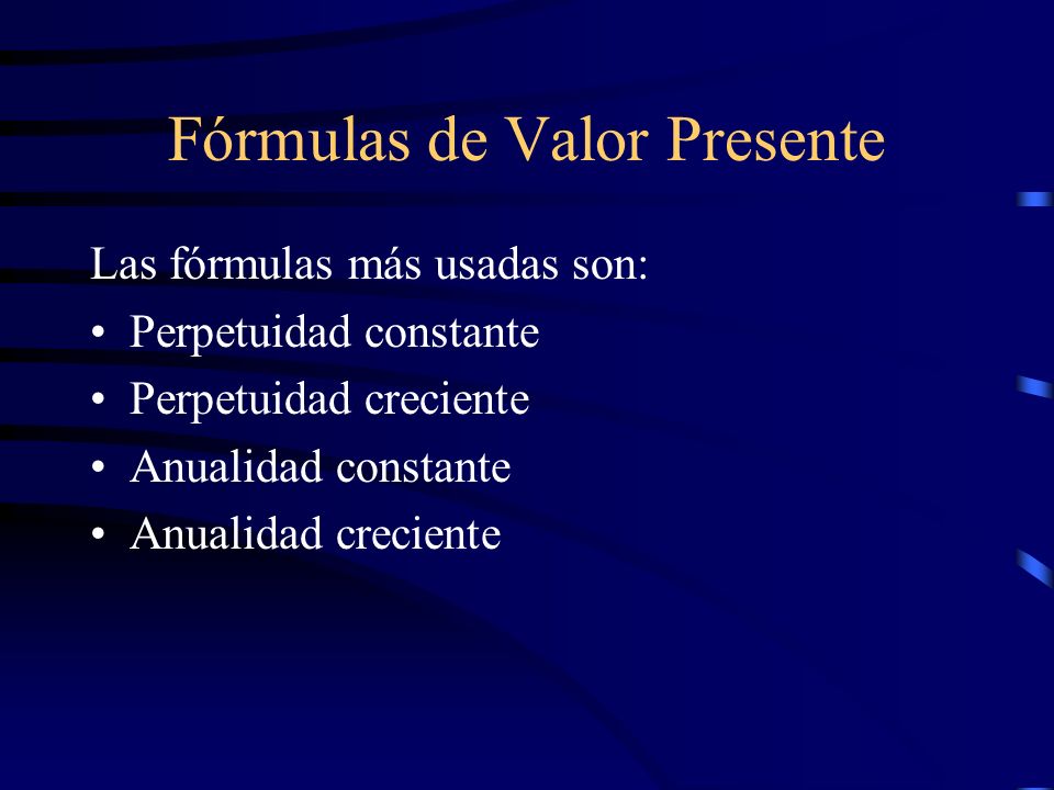 Fórmulas de Valor Presente