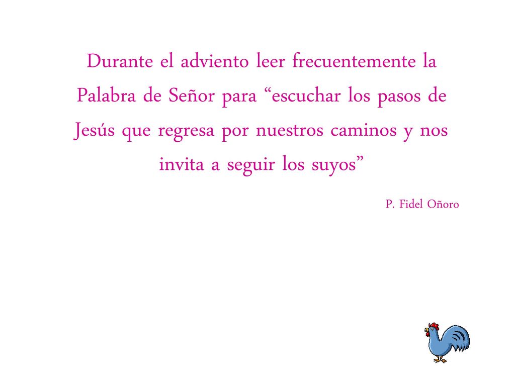Durante el adviento leer frecuentemente la Palabra de Señor para escuchar los pasos de Jesús que regresa por nuestros caminos y nos invita a seguir los suyos