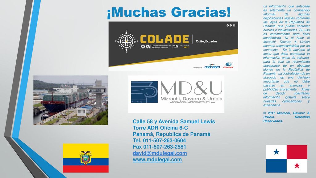 ¡Muchas Gracias! Calle 58 y Avenida Samuel Lewis Torre ADR Oficina 6-C