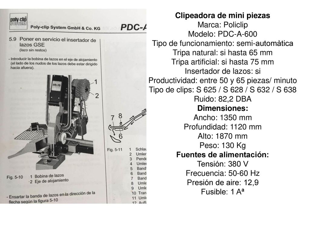 Clipeadora de mini piezas Marca: Policlip Modelo: PDC-A-600