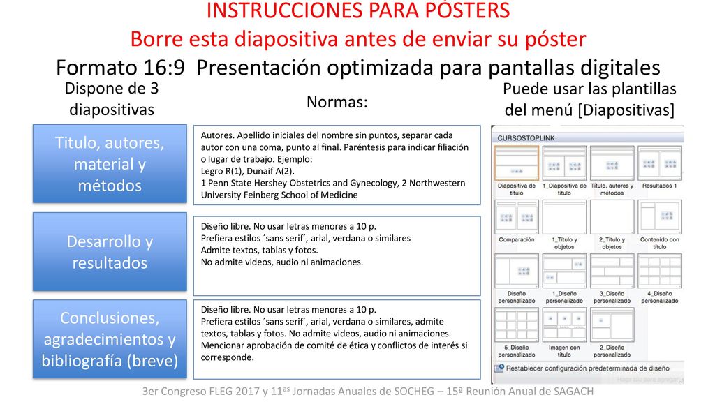 INSTRUCCIONES PARA PÓSTERS Borre esta diapositiva antes de enviar su póster Formato 16:9 Presentación optimizada para pantallas digitales