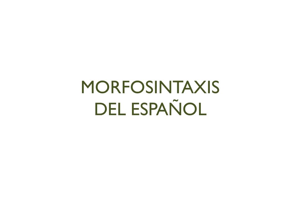 MORFOSINTAXIS DEL ESPAÑOL