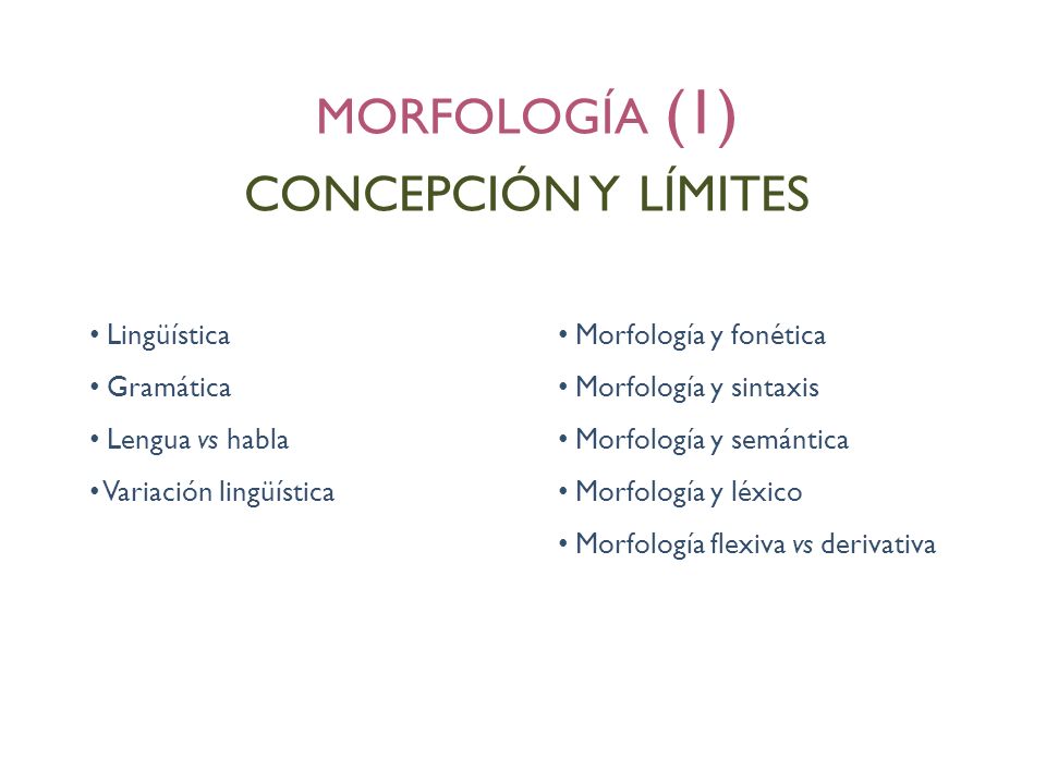 morfología (1) concepción y límites Lingüística Morfología y fonética