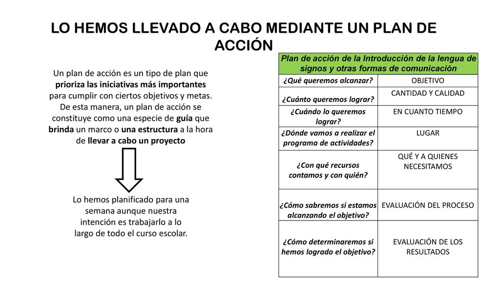 LO HEMOS LLEVADO A CABO MEDIANTE UN PLAN DE ACCIÓN