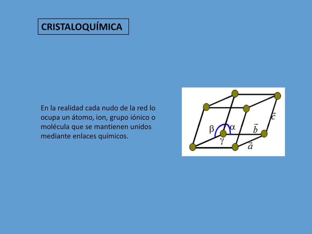 CRISTALOQUÍMICA En la realidad cada nudo de la red lo
