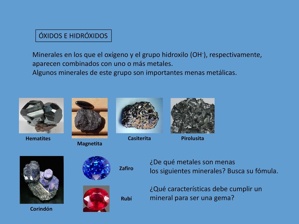 Algunos minerales de este grupo son importantes menas metálicas.