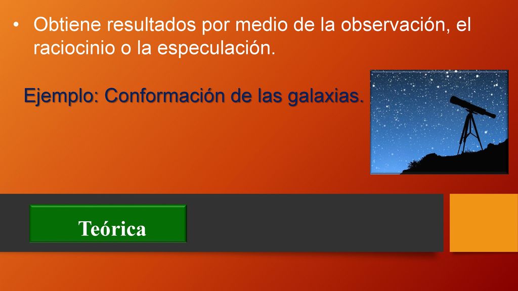 Obtiene resultados por medio de la observación, el raciocinio o la especulación.