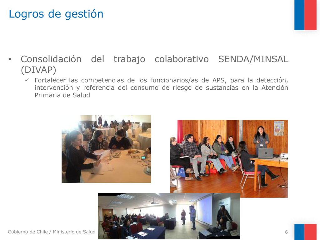 Logros de gestión Consolidación del trabajo colaborativo SENDA/MINSAL (DIVAP)
