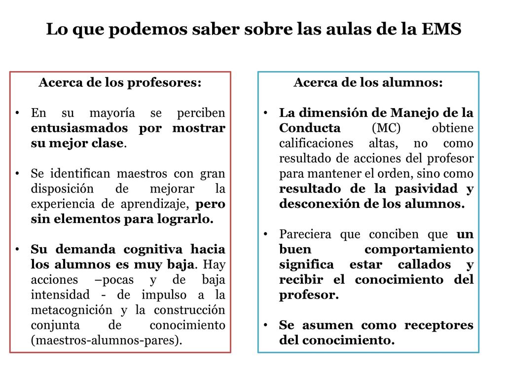 Lo que podemos saber sobre las aulas de la EMS